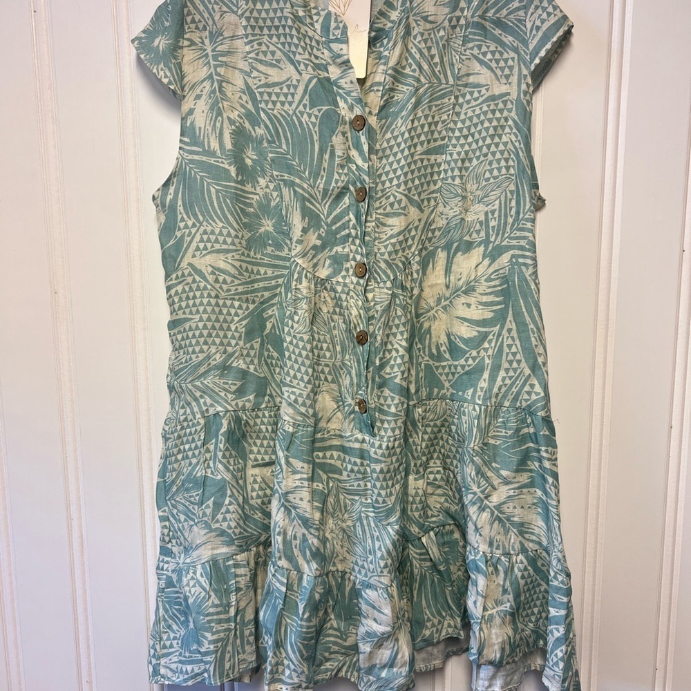 Tropical Print Pura Lino NWT Linen dress/ tunic size Medium Made in Italy